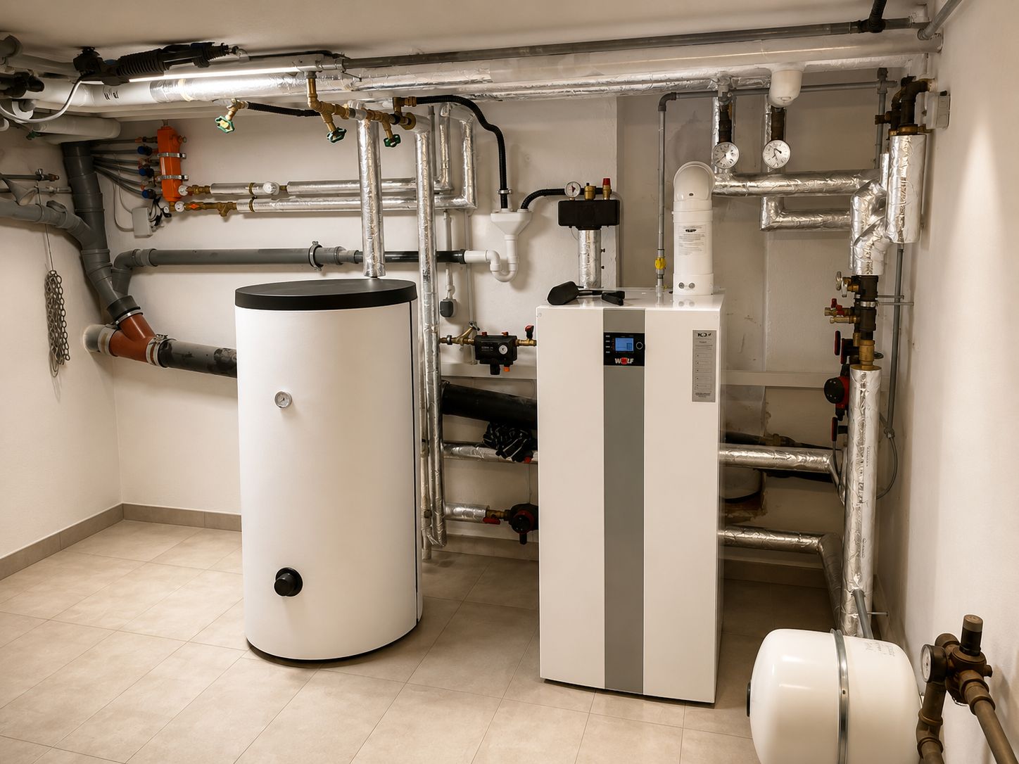 Heizungsanlage mit Brennwerttechnik und Wärmepumpe